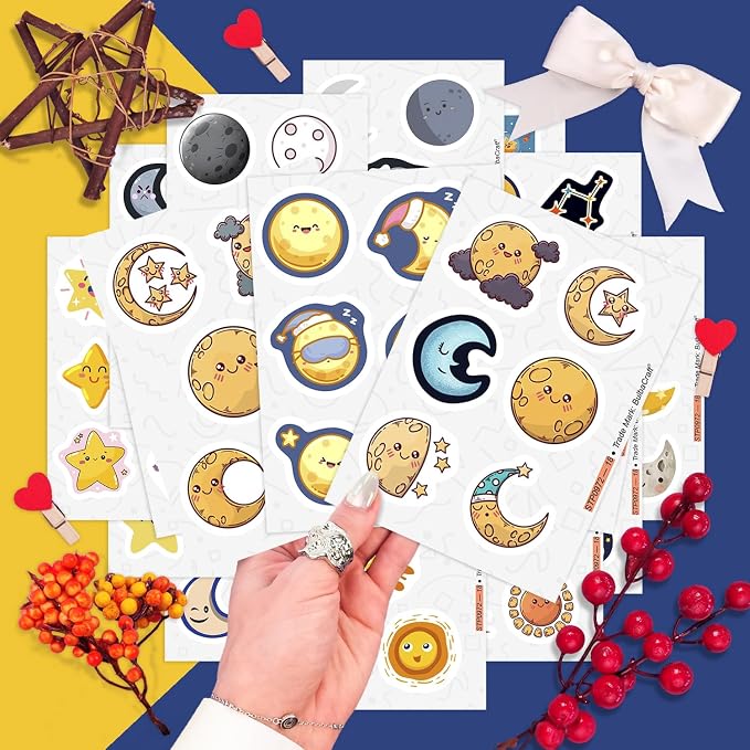 BulbaCraft 100Pcs Moon Stickers - Image 7