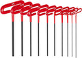 10-Piece Red Inch/SAE T-Handle Allen Hex Key Wrench Set(3/32-3/8)，7.4 inches long, Printed Specifications, Versatile Tool for DIY