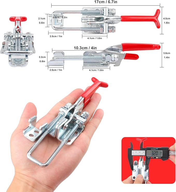 8 Pack U Bolt Self-Lock Large Toggle Latch, Heavy Duty GH-431 Toggle Latch Clamp, 2000Lbs Holding Capacity, Adjustable U-Bolt for Machine, Smoker Lid, Tire Carrier & More