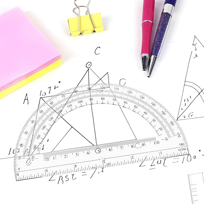 Plastic Protractor Math Protractors 180 Degrees for Geometry Classroom Student School Office Supplies, 6 Inch, Pack of 2 (Green)