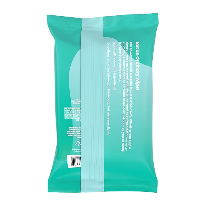 Lume Acidified Deodorant Wipes - 24 Hour Odor Control - Aluminum Free, Baking Soda Free, Skin Loving - 45 Count (Pack of 2) (Cool Cucumber)