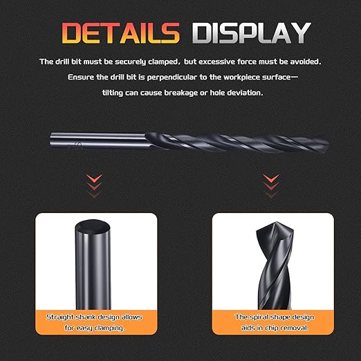 Drill Bit, 6.4mm Cutting Diameter, 4241 HSS Nitriding Black 118° Cutting Angle Versatile Jobber Bits - (Applications: for Drilling Plastic Wood Soft Metal), 12-Pieces
