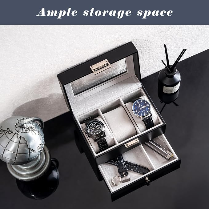 ProCase Watch Box, 3 Slot Watches Display Case - Image 2
