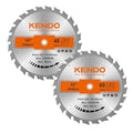 KENDO 2-Pack 10 Inch 40T&60T Carbide-Tipped Circular Saw Blade with 5/8 Inch Arbor, Professional ATB Finishing Woodworking Miter/Table Saw Blades for Plywood, Laminate, Ripping Wood