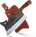 ROCOCO Cleaver Knife Meat Cutting Heavy Duty Bone Butcher Chopper Large Hand Forged Chinese Dragon Viking Cutter for Kitchen Outdoor with Sheath Birthday Father Mother Christmas Gift Men 8.6"