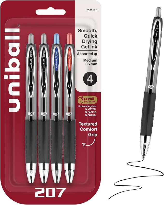 uniball™ 207 Gel Pens, 0.7mm Medium Point, Retractable, Smooth Writing by uni-ball