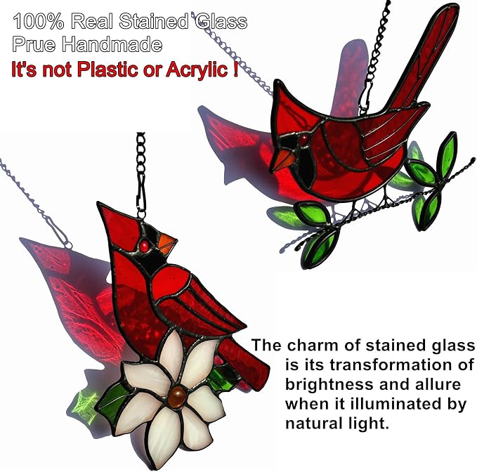 2 Packs Stained Glass Red Cardinal Memorial Gifts - Image 2