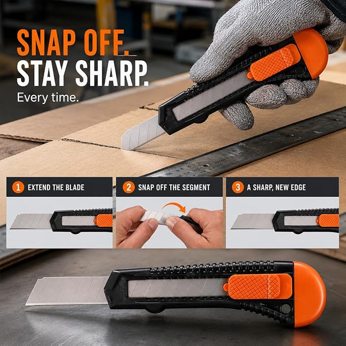 REXBETI 12-Pack Utility Knife, Retractable Box Cutter - Image 4