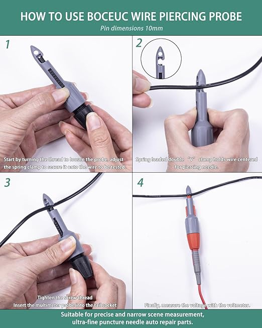 Insulation Piercing Clips Set Heavy Duty 2 Pcs Wire Piercing Probe for 4mm Banana Plug Multimeter Test Leads Multi Testers Needle Accessories
