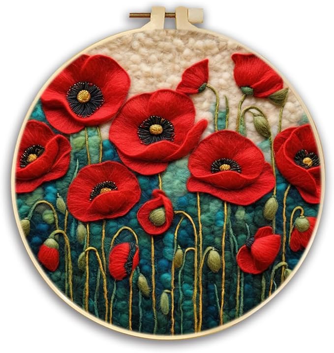 CaptainCrafts Needle Felting Kit, Wool Felt Supplies, Embroidery Hoops by CaptainCrafts