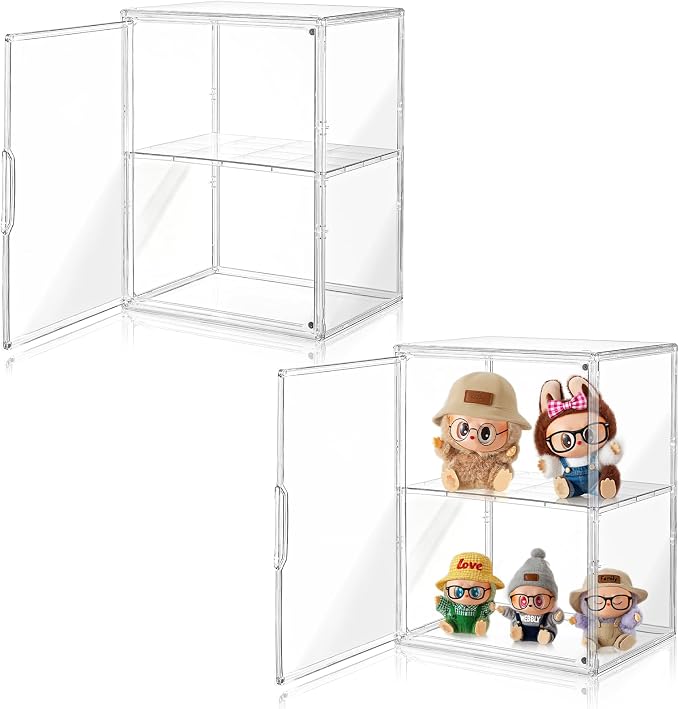Amllas Acrylic Display Case for Collectibles, Stackable Clear Storage Box/Bins by Amllas