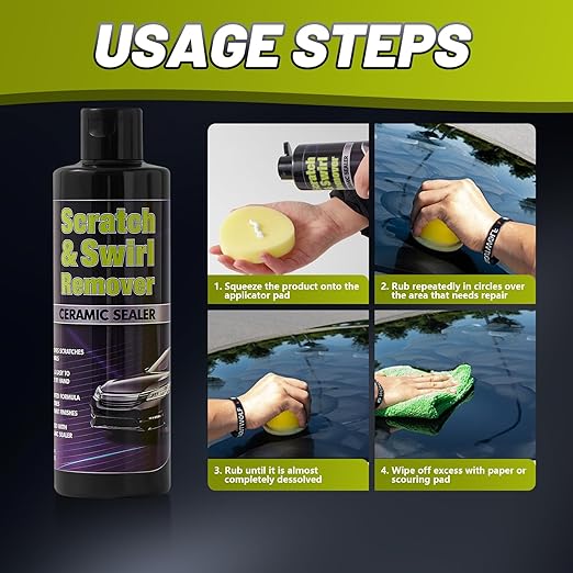 Upgraded Car Scratch Remover Kit, Scratch Remover for Vehicles ＆ Cars, Car Paint Scratch Repair, Polishing ＆ Rubbing Compound Paint Restorer with Applicator Pad, add Gloss ＆ Shine 9.2OZ