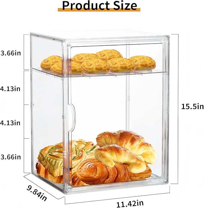 Attelite Pastry Display Case, 2 Pack 4 Layers Adjustable Clear Bread Box - Image 2