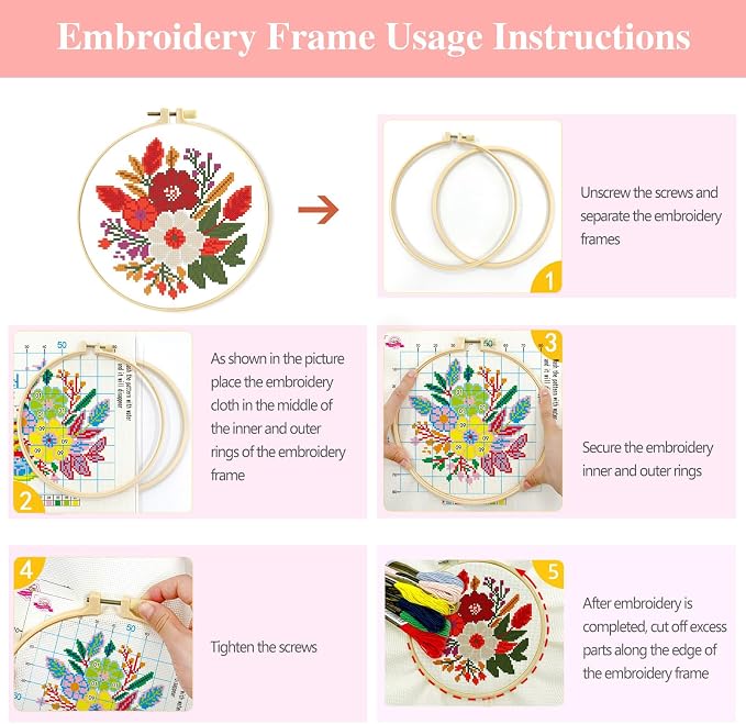 Zhenqing 4 Pack Nature Stamped Cross Stitch Kit - Image 6