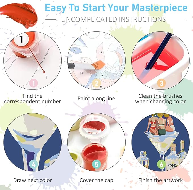 6 Pack Paint by Numbers Kit for Adults Beginners - Image 6