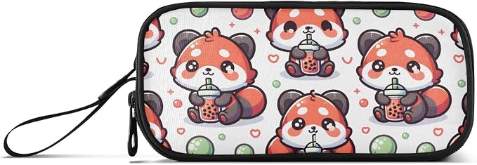 Cute Red Panda Bubbles Pencil Case Box Boys Girls Large Pencil Pouch Zipper - Image 6