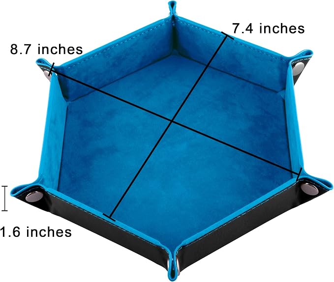 SIQUK 6 Pieces Dice Tray Hexagon Dice Rolling Holder Folding PU Leather Dice - Image 2