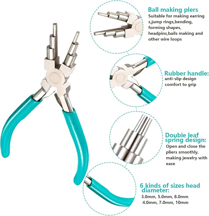 2 Pieces Jewelry Making Tool Bail Making Pliers 6 in 1 Jewelry Pliers Wire - Image 3