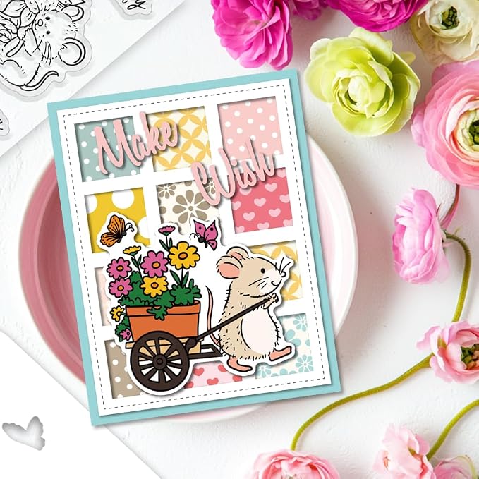 5Pcs Cute Mouse Clear Stamps and Dies - Image 7