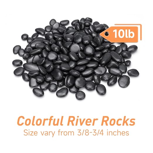 Pulovin 10 lbs Black Pebbles for Indoor Plants, 3/8" Plant Rocks for Pots Indoor - Image 2
