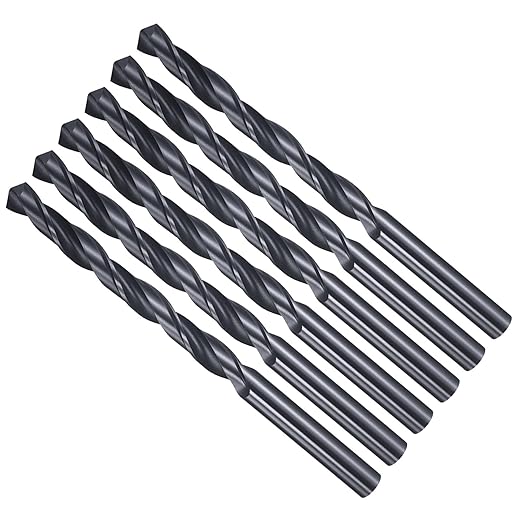 Drill Bit, 5/16" Cutting Diameter, 4241 HSS Nitriding Black 118° Cutting Angle Versatile Jobber Bits - (Applications: for Drilling Plastic Wood Soft Metal), 6-Pieces