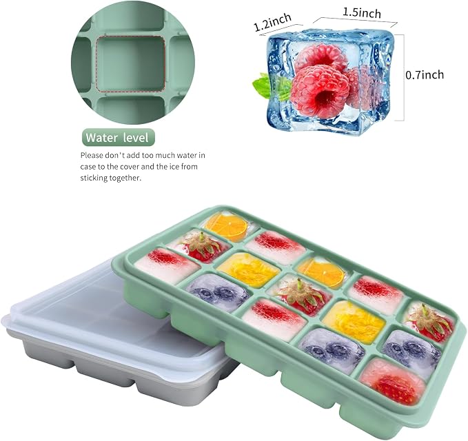 Tvmania Ice Cube Trays Set of 2, 15-Cube Silicone Molds - Image 3