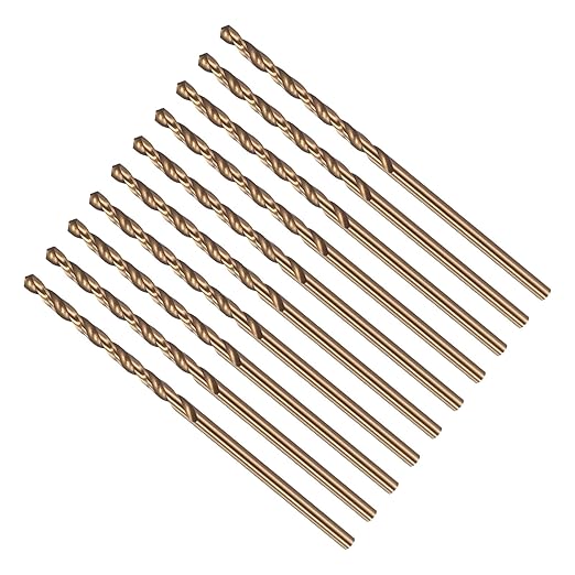 Drill Bit, #44 Cutting Diameter, 4341 HSS Gold Finish 118° Cutting Angle Number Jobber Bits - (Applications: for Drilling Soft Metal Plastic Wood), 10-Pieces