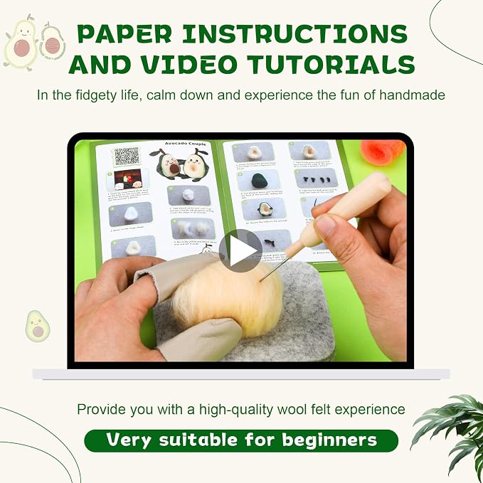 OEHPICC 2 Pcs Avocado Needle Felting Kit, Needle Felting Kits - Image 3