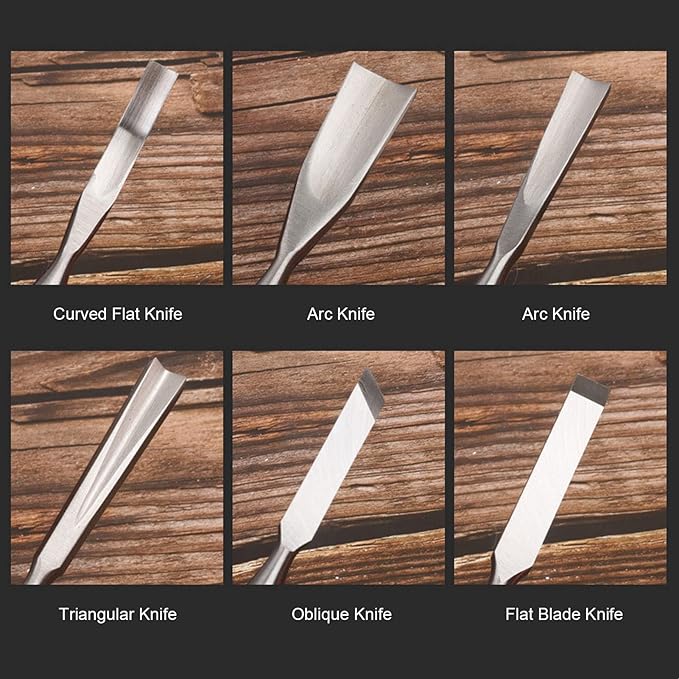 Cunyuer 12 PCS Wood Carving Tools, 60CRV Blade Wood Chisel Sets with Wooden Case, Woodworking Chisel for DIY Handicrafts