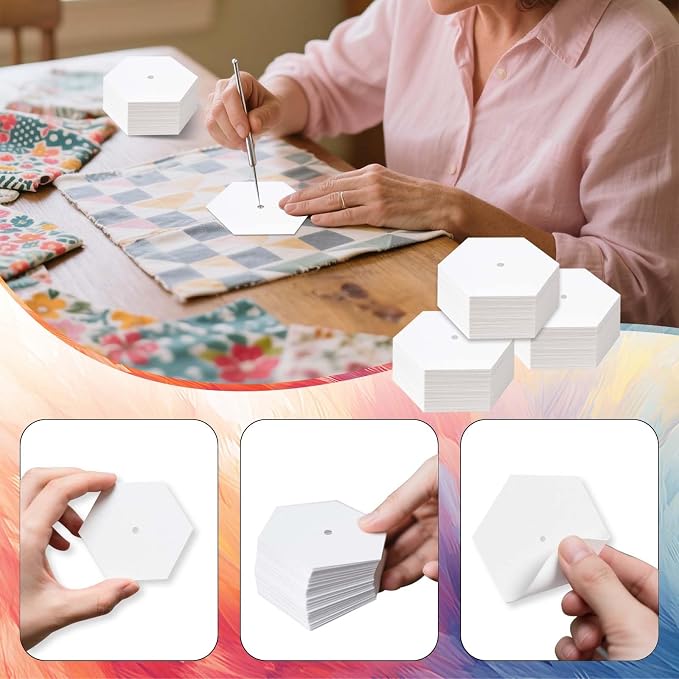 480 PCS 1" Piecing Paper for Quilting, Hexagon Quilting Templates | for DIY - Image 3