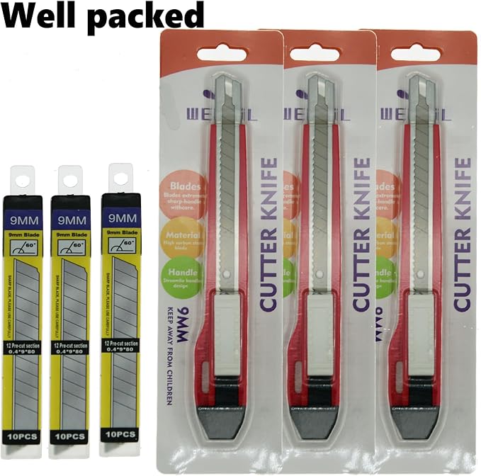 9mm Snap Off Utility Knife High Hardness Retractable Box Cutters - Image 4