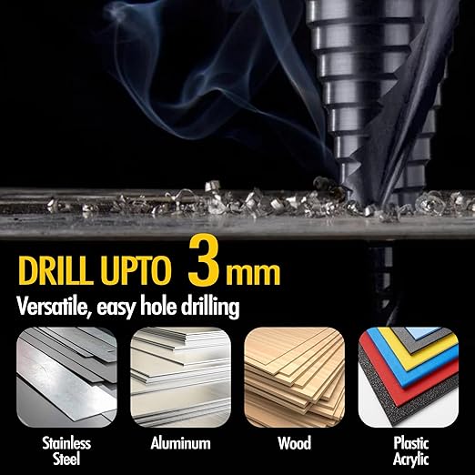 Four Spiral Flute Cobalt Step Drill Bit, 1/4" - 1-3/8" M35 TiAlN Coating Impact Ready Unibit Step Drill Bit, Tri-Flat Shank Shank Step Bit for Metal, Stainless Steel, Aluminum, Plastic