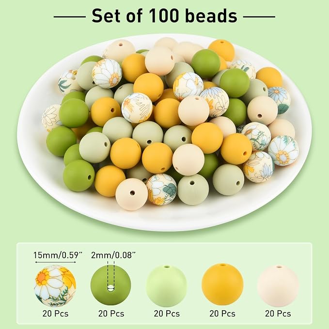 ASTARON 100 Pcs 15mm Silicone Beads - Image 2