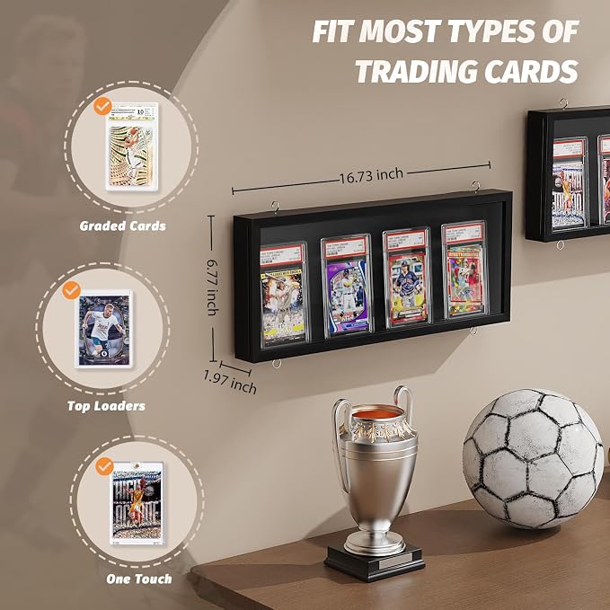 Emfogo Card Display Case, 3 Pack Trading Card Display Frame Wall Mount - Image 7