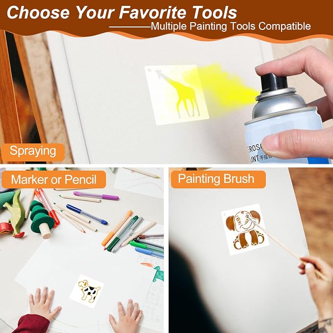 Animal Stencils for Painting on Wood, Small Plastic Rock Templates for Painting - Image 3