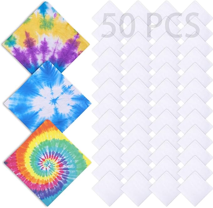 50 PCS 100% Cotton White Bandana bulk by WelcometoARKBAODAN