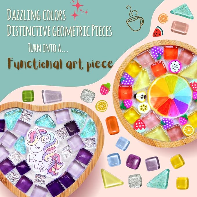 Glittery Garden Mosaic Craft Kit to Decorate Coaster - Image 2