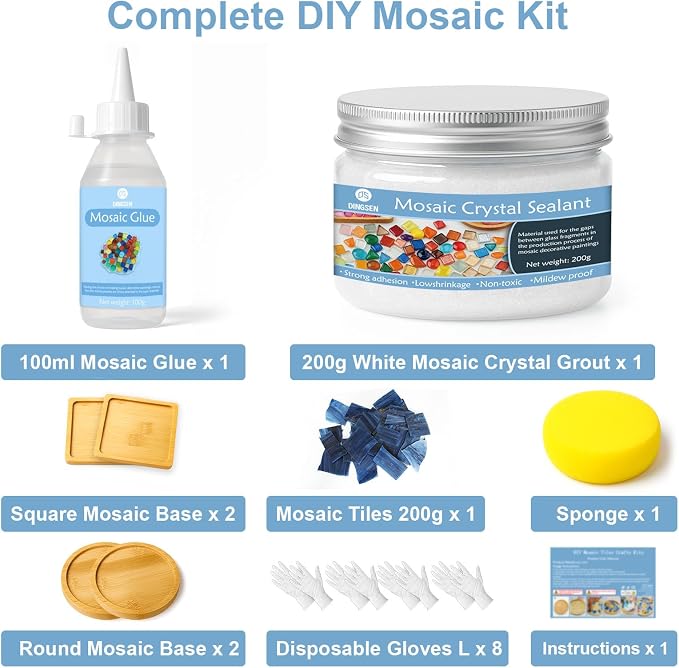 DINGSEN 4Pcs Mosaic Coaster Kit, - Image 5