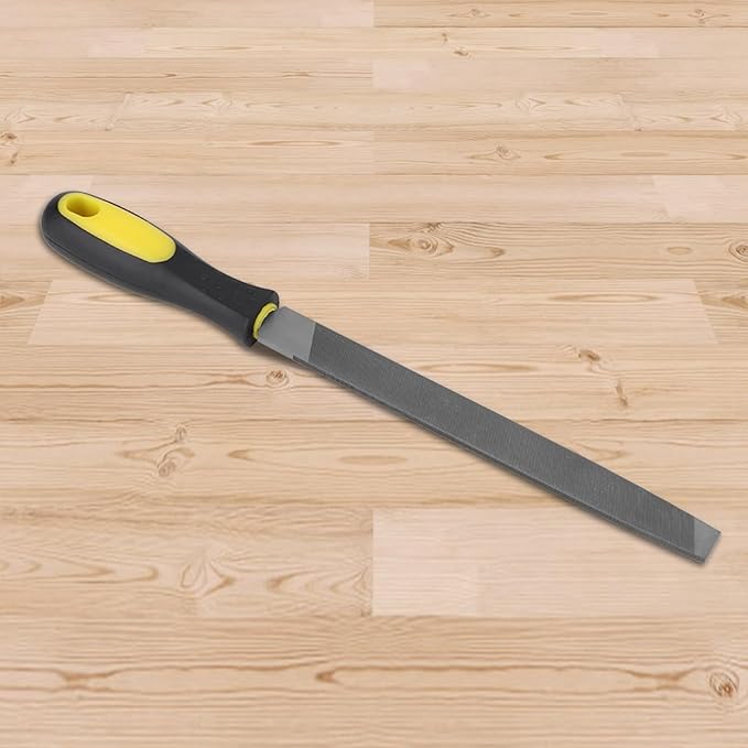 8 Inch Flat File, Flat Mill File Second File, Metal File for Sharpening, Carbon Steel File with Handle, Single Texture, Ideal for Metal, Steel, Copper, Aluminum