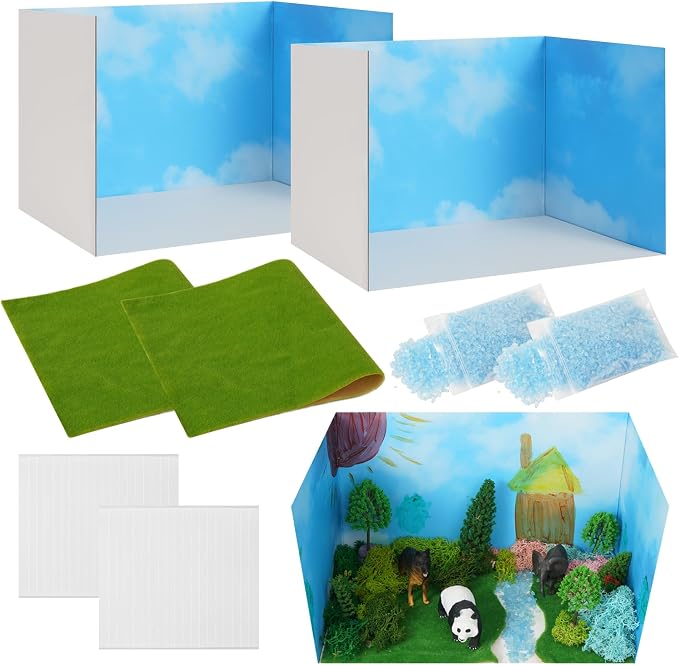 Ecmln 8 Pcs Cardboard Diorama Kit Includes Diorama Box by Ecmln
