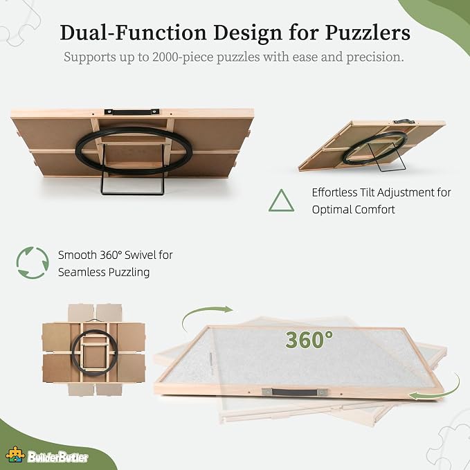 BuilderButler 2000 Pieces 2-in-1 Tilting & Rotating Puzzle Board – Portable - Image 3