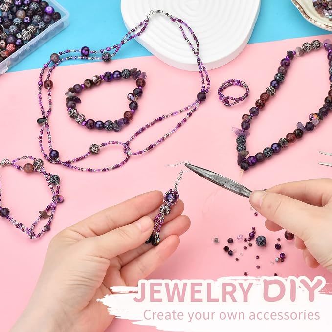 900pcs Glass Craft Beads for Bracelet Making Kit, Include Assorted - Image 4
