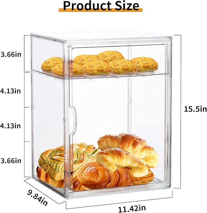 Attelite Pastry Display Case, 4 Layers Adjustable Clear Bread Box - Image 2