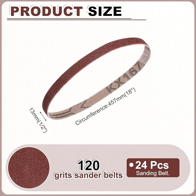 HARFINGTON 1/2 x 18 Inch Sanding Belts, 40 Pcs 120 Grits Aluminum Oxide Abrasive Belt Sander File Belt for Woodworking, Metal Polishing, Knife Sharpener