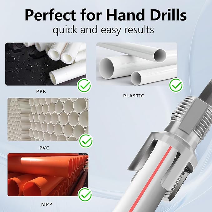 Integrated Internal & External Pipe Threading Tool, 3/4'' 1'' Dies, Dual-Function Pipe Thread Cutting Tool, Electric Drill Compatible Pvc Pipe Threader Kit for Home Repair