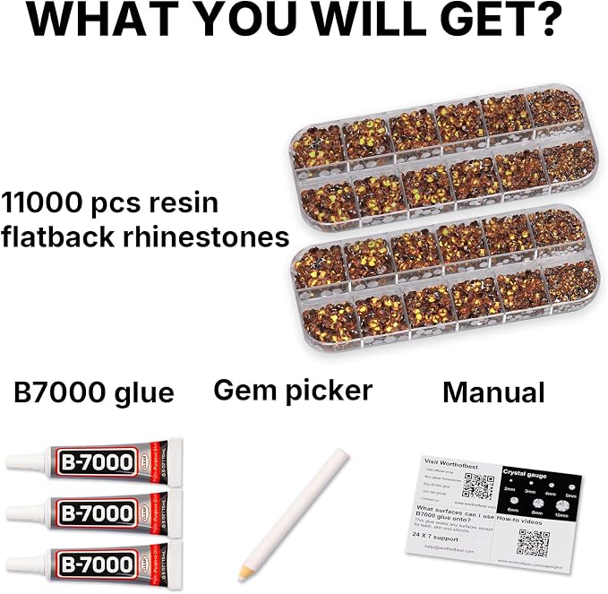 11000PCS Tangerine Rhinestones for Bedazzling, Mixed Sizes Flatback Gems 2 - Image 2
