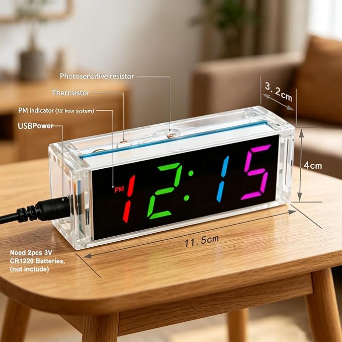 ISolderStore Soldering Practice Kits 4 Digital DIY Clock Kits Color Electronic - Image 5