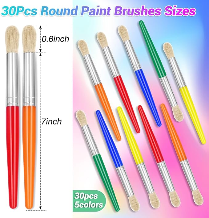 30Pcs Paint Brushes, Anezus Round Paint Brushes - Image 4