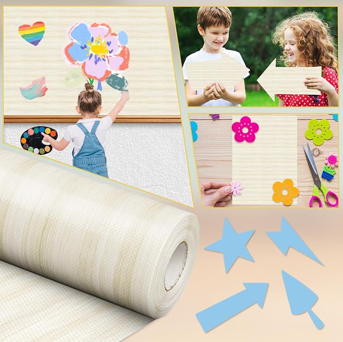 Inkspire Shiplap Bulletin Board Paper Roll, 14.8FTx18.5IN Large Reusable - Image 5