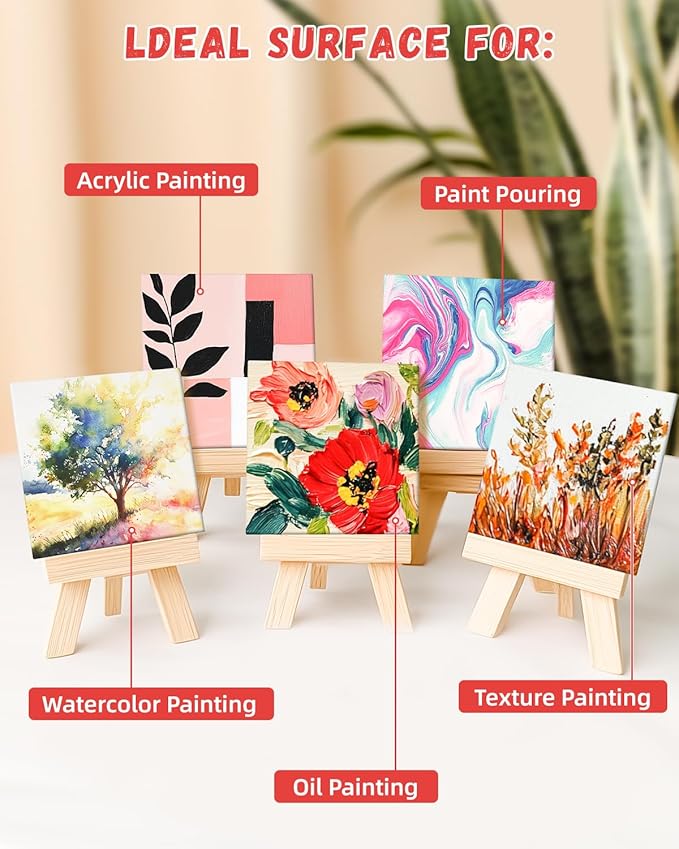 Simetufy 12 Pack 8x8 Inch Painting Canvas Panels Square Boards - Image 6